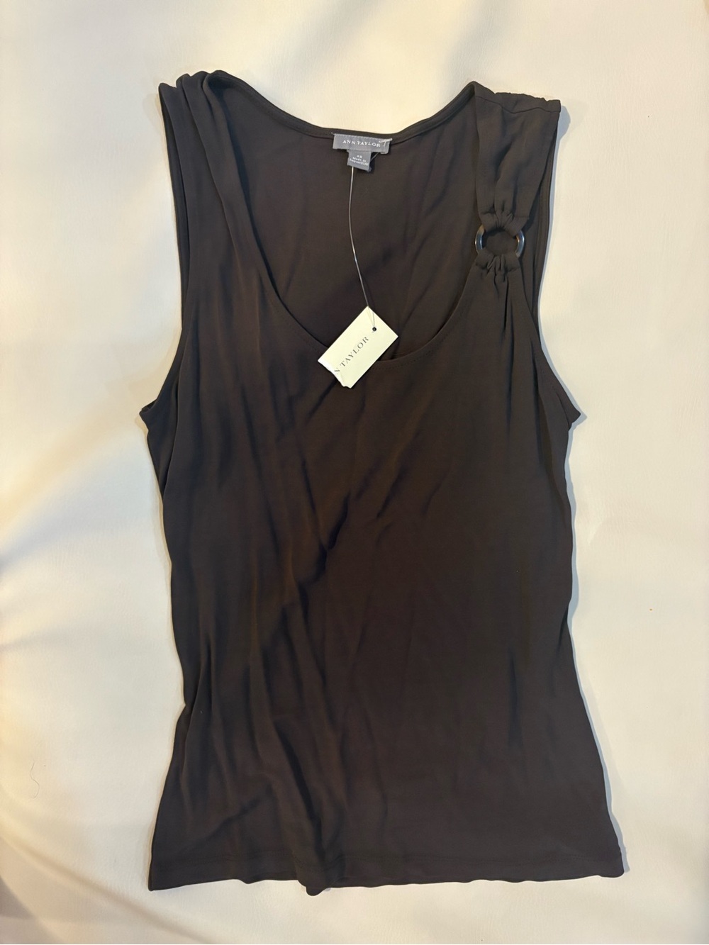 Ann Taylor Brown Sleeveless Tank with Shoulder Ring Detail